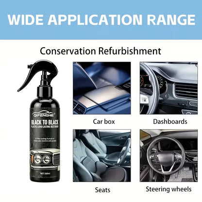 Plastic Parts Black Restorer BLACK TO BLACK Long-Lasting Wax Coating Car Interior Dashboard &  Refurbish Cleaner