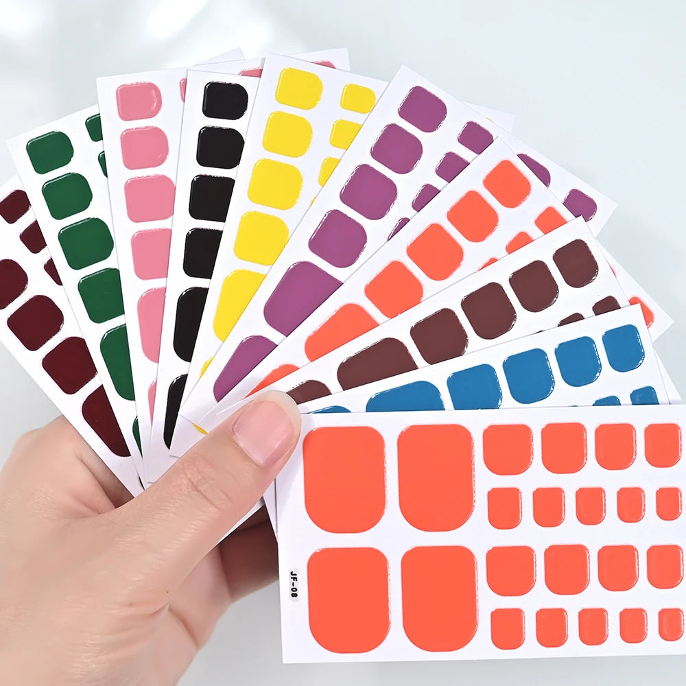 22Tips Solid Color Self-adhesive Gel Stickers for Toe Nails Waterproof Long-lasting Toenail Stickers Toe Full Cover Toenail Wrap