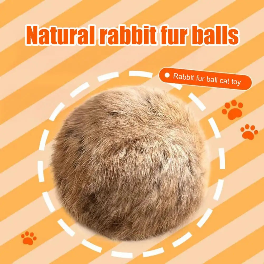 Claw Resistant Cat Ball Furry Ball Cat Toy Soft Fluffy Rabbit Fur Pom Pom Balls Washable Indoor Exercise Toy Stimulates Hunting