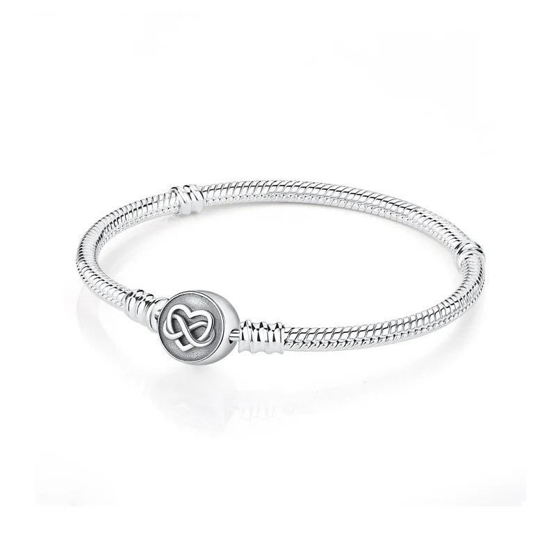 Original 925 Sterling Silver Bracelets Love Heart Moon Flower Butterfly Pave CZ Bracelets For Women DIY Jewelry Party Gift