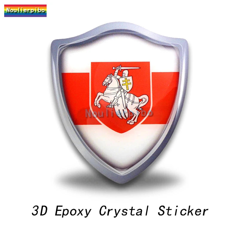 3D Dome Sticker Belarus Flag National Emblem Shield Car Motorcycle Helmet Laptop Vinyl Waterproof Stereo epoxy resin Sticker