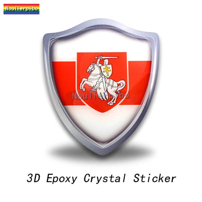 3D Dome Sticker Belarus Flag National Emblem Shield Car Motorcycle Helmet Laptop Vinyl Waterproof Stereo epoxy resin Sticker