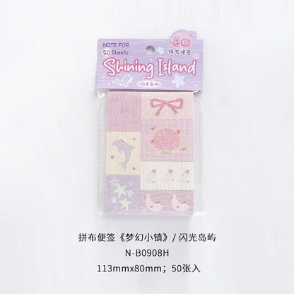 50sheets Dreamy Town Series Kawaii Ins Cute Handbooks Decoration Message Notes DIY Handmade Scrapbook Aesthetic Supplies