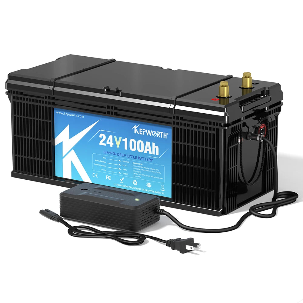 12V/24V LiFePO4 Battery with BMS - 30/50/100/120/135/300Ah for Golf Cart, Solar, RV, EV - Long Lifespan