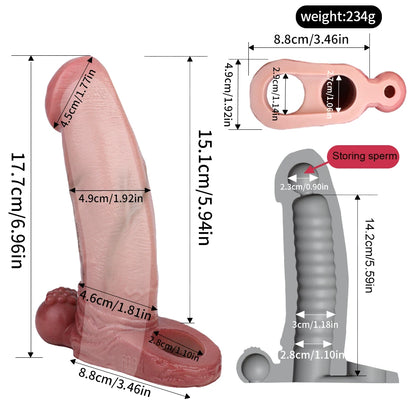 FAAK Silicone Penis Sleeve Ring Realistic Hollow Dildo Size S M Dildo Sheath Delay Ejaculating Cock Enlarger Sex Toys For Men