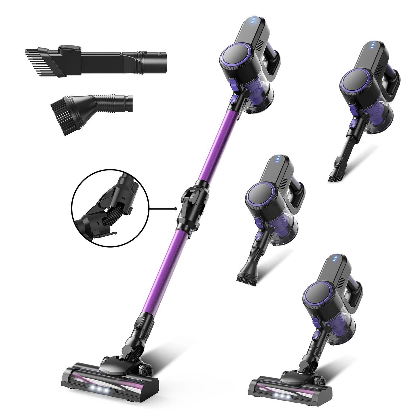 Cordless Vacuum Cleaner, 32KPA Househeld Stick Vacuum Cleaner With LED Lights, Foldable Tube, Washable Hepa Filtration, Self-standing, 4000mAh Battery, Multifunction Accessories, Lightweight Vacuum For Hardwood Floor Carpet P