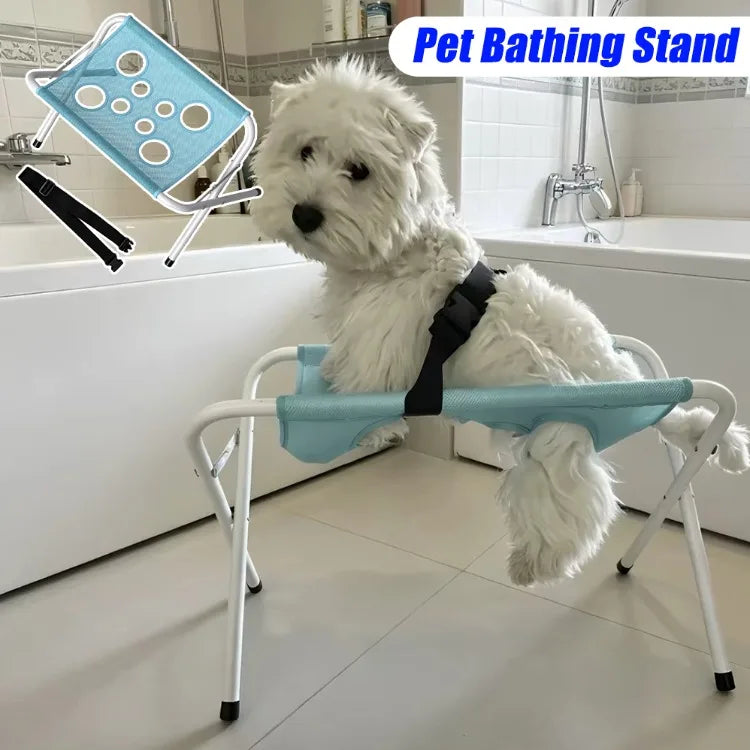 Portable Foldable Pet Grooming Hammock Stand Adjustable Dog Cat Bathing Nail Clipping Drying Mesh Support Rack for Small Pets