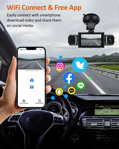 Car Dash Cam 4 Channel Black Box WiFi Driving Camera FHD 1080P Front Left Right Rear Night Vision Loop Recording Add Hardwire