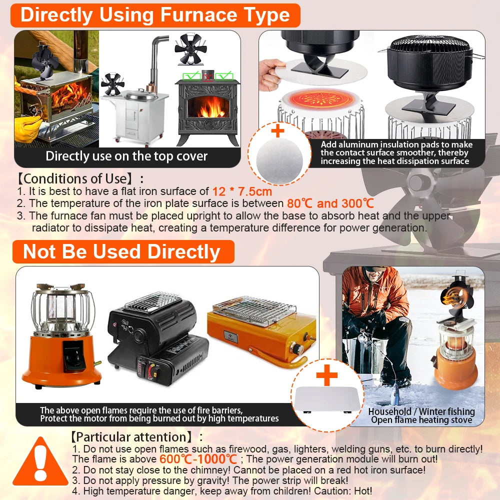 Mini Stove Fan Heat Powered Fireplace Fan Log Wood Burner Eco-fan Quiet 5 Blade Fireplace Fan Home Winter Warm Heat Distribution