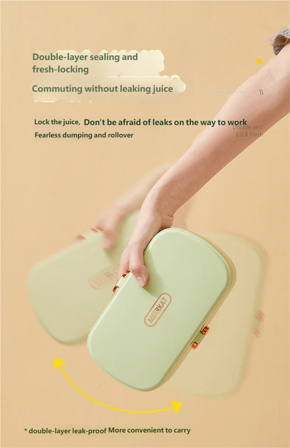 HOMEFISH Stainless Steel Electric Lunch Box Food Warmer Bento Box Water-Free Heating Office Lunch Container with Built-In Heater