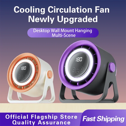 TINSOL 1800mAH Portable Electric Fan with Ambient Light Turbo Mute Electric Fan Desktop Wall Mount Ceiling Air Cooler