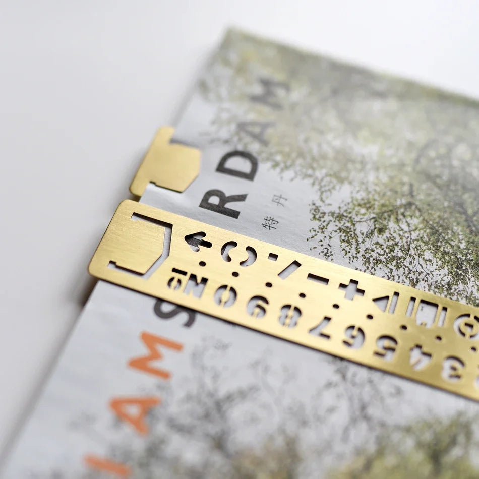 Vintage Brass Metal Multifunctional Bookmark Stencil Ruler DIY Tool Travelers Notebook Diary Planner Accessories Stationery