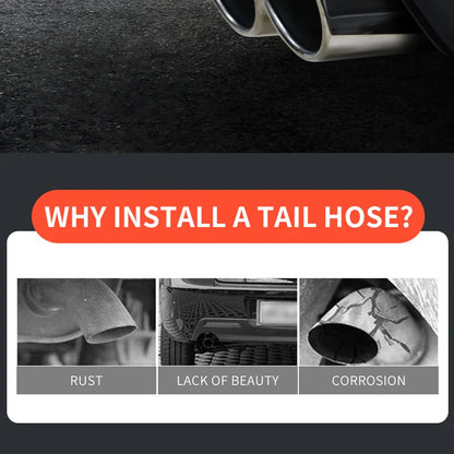 1PCS 2.5" Inlet Decoration Chrome Tail Pipe Car Styling Car Exhaust Trim Muffler Pipe Tail Stainless Steel Curved Double Outlet