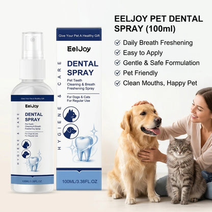 Pet Dental Care Spray Remoce Plaque & Tartar Buildup Reduce Odor Soothe Inflamed Sensitive Gums No Brushing Teeth Cleaning Spray