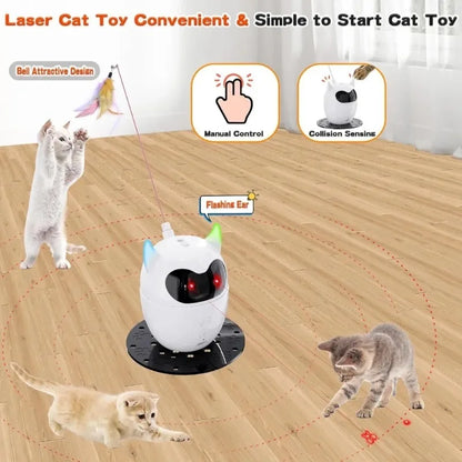 Smart Electric Cat Interactive Toy Two Speed Modes Auto Power Off Low Noise USB Charging Pet Stimulation Toy Stimulate Hunting Instinct for Indoor Cats Kittens Daily Entertainment