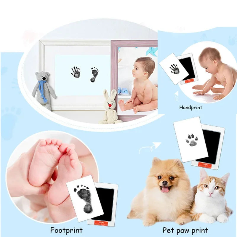 Baby Handprint Footprint Ink Pads Newborn Pet Cat Dog Paw Prints Keepsakes Safe Non-toxic No-Touch Skin Inkless Inkpad