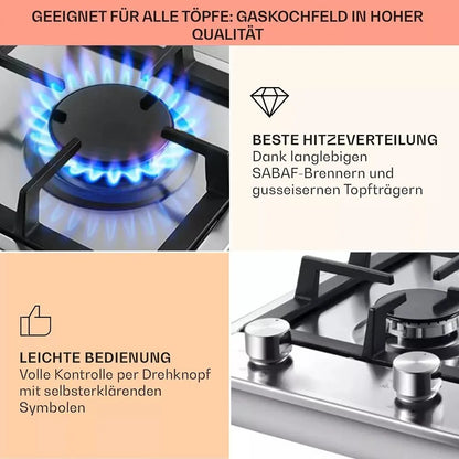 TopStrong dviejų degiklių nerūdijančio plieno įmontuojama dujinė kaitlentė YYEUGCT-S02 su automatine liepsnos apsauga, gamtinėms dujoms ir propanui