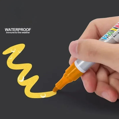 Car Paint Scratches Repair Brush Pen Waterproof Water Paint Marker Pen Car Tire Tread Care Automotive Black White Red Silver