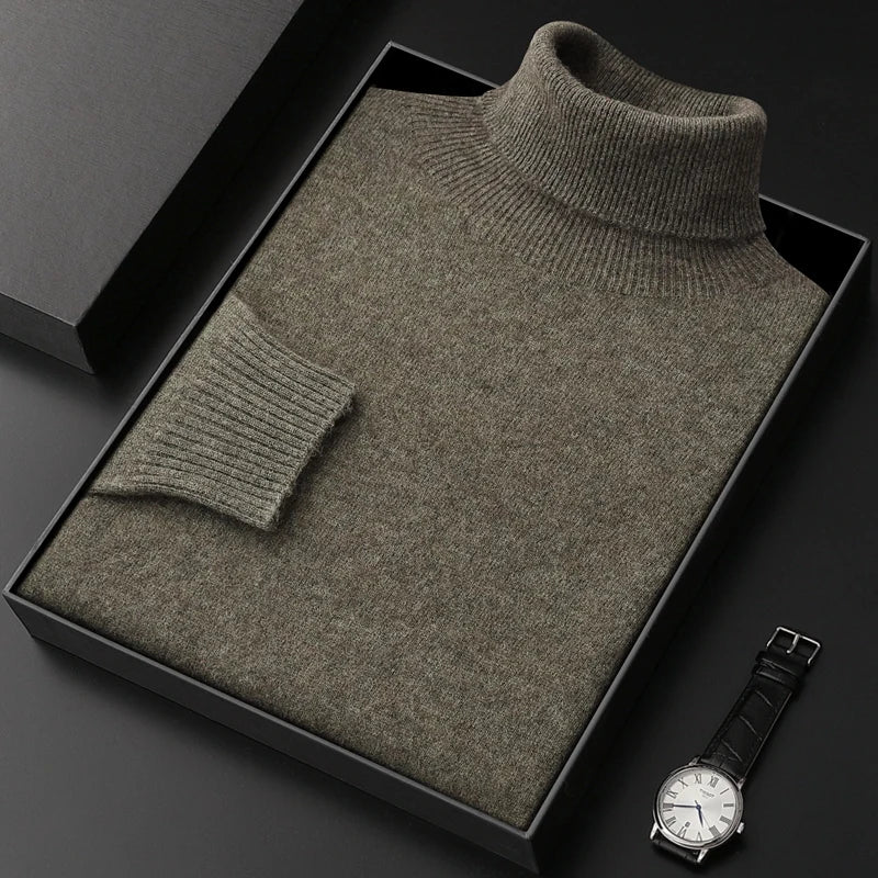 Men's Turtleneck 100% Cashmere Sweater Autumn Winter Basic Long Sleeve Pullover Cashmere Knitwear Soft Warm Comfy Clothing