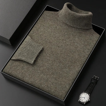 Men's Turtleneck 100% Cashmere Sweater Autumn Winter Basic Long Sleeve Pullover Cashmere Knitwear Soft Warm Comfy Clothing