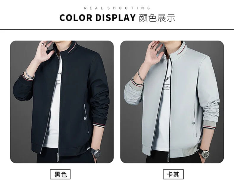 Men's Autumn Fashion Baseball Jackets Long Sleeve Stand Collar Loose Outwears Coats Sport Casual Slim Fit Business Jacket Male