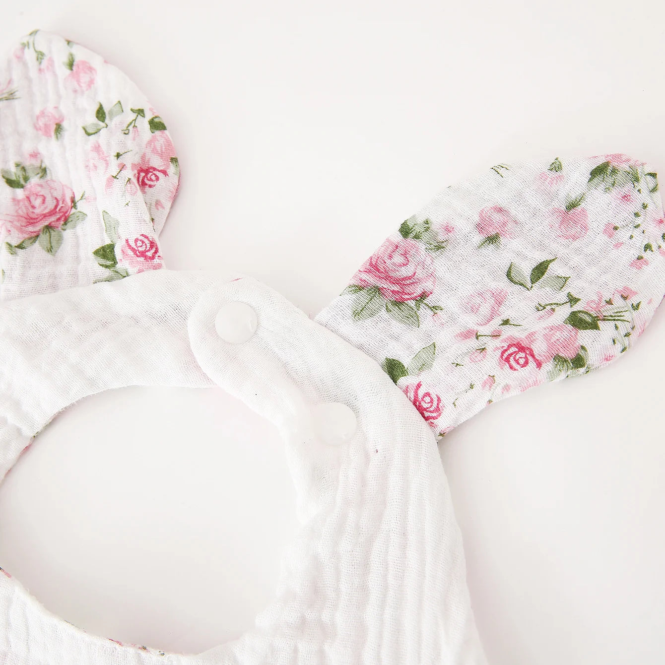 Baby Cotton Crepe Bandana, Rabbit Ears Wavy Edge Drool Bib, Soft Absorbent, Newborn Anti-Drool Bib, Multi-Purpose