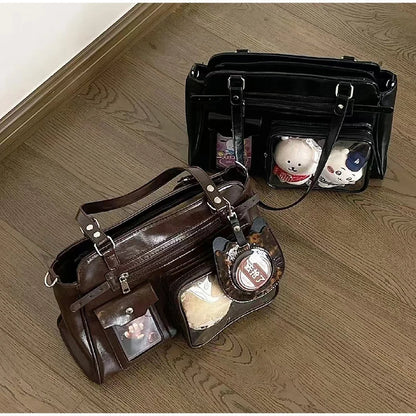 Japanese Itabag With Transparent Display Multi-pocket Shoulder Bag Fashion Tote Bag Jk Uniform Handbag Y2k Style Crossbody Bag