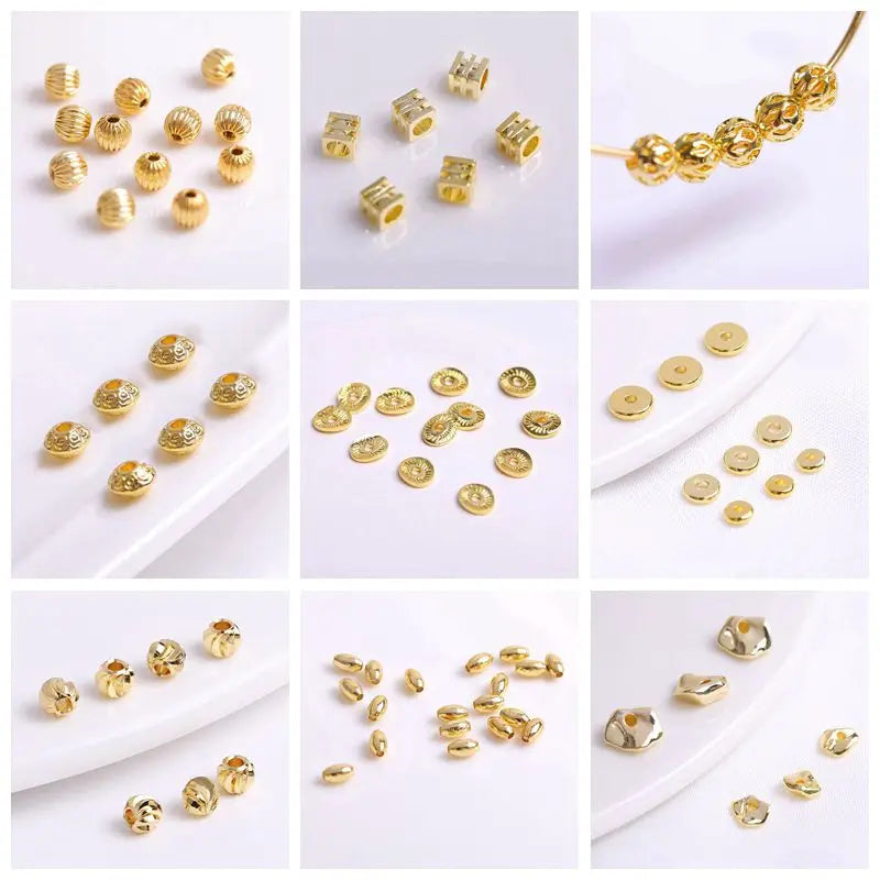 Jewelry Making Beads,18K Gold Plated Wave Thin Spacer Beads,Brass Round Thin Beads DIY Bracelet Necklace Making Accessories