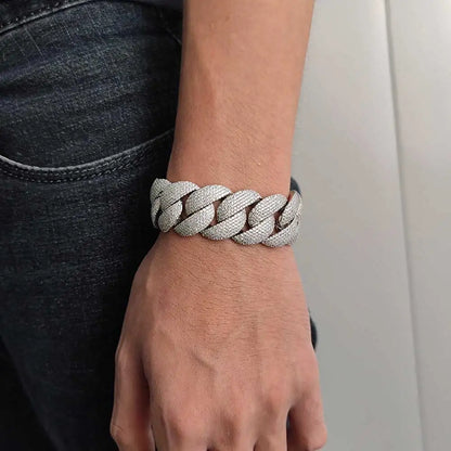 ESKEEM 2/3/4/6Row Full Diamond Bubble Cuban Bracelet 10/13/18/20/22MM CZ Stone Iced Out Hip Hop Jewelry Cuban Bracelet Women Men