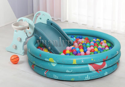 3 in 1 Kids Slide Climber with Basketball Hoop Toddler Indoor Playground Activity Center Baby Sports Toys for 1-3 Years Old