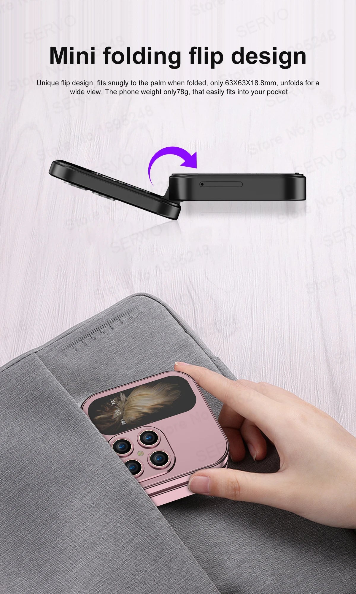 SERVO I17 Mini Dual SIM Card Flip Mobile Phone 2G GSM Magic Voice FM Radio Speed Dial Video Player Flashlight Foldable Cellphone