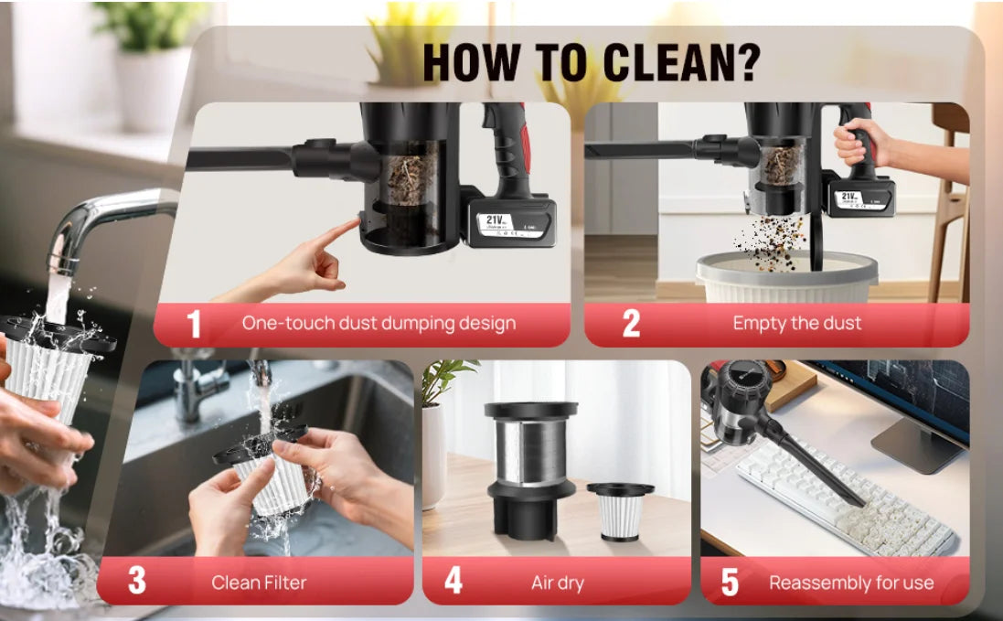 Cordless Stick Vacuum Cleaner Handheld Wireless Household Vacuum Cleaner