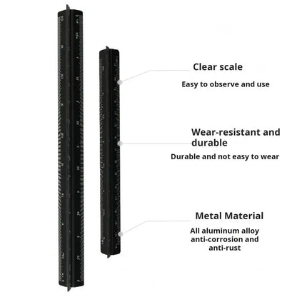 Aluminum Alloy Engineering Scale Ruler High Precision Triangular Architectural Drafting Tool Scale Bar Drafting Supplies