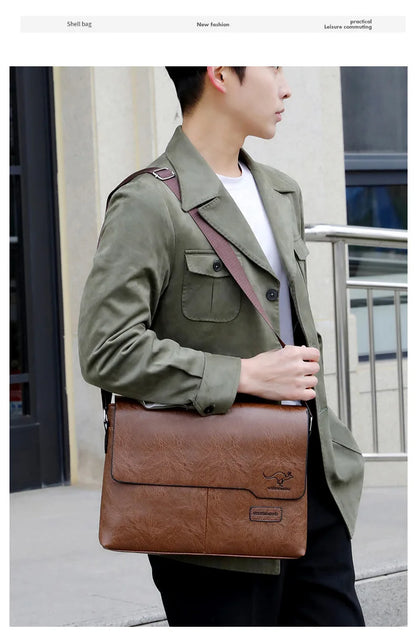 Business Shoulder Bag For IPAD PU Leather Business Handbag Men Messenger Bag Large Side Sling Bag Fashion Man Crossbody Bag