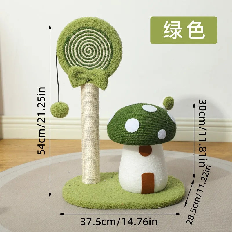 Cute Mushroom House Cat Scratch Board Lollipop Shaping Sisal Grinding Claw Post Cat Bored Pet Supplies