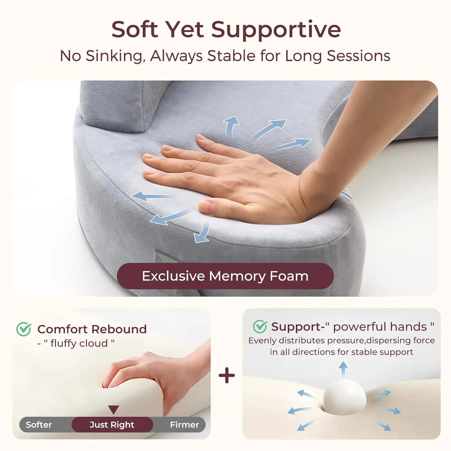 Ergonomic Memory Foam Nursing Pillow Breastfeeding Newborn Feeding Pillow Nursing Waist Support for Holding Baby Removable Cover