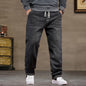 Extra Big Size Jeans Men High Elastic Waist Baggy Denim Pant Male Plus Large Loose Slim Fit Cowboy Trouser 8XL 6XL Classic Black