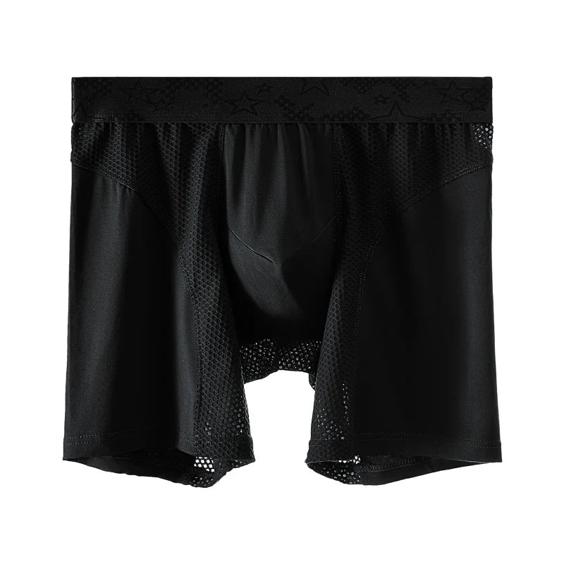 Extra Long Sports Underwear Men's Boxer Briefs Anti-Wear Leg Running Large Size Breathable Training Boxer Briefs