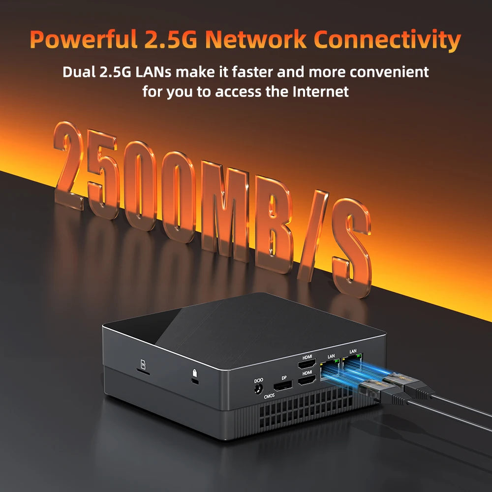 TexHoo Mini PC AMD R5 6600H  R7 7730U  R3 4300U Dual HDMI DP Wifi6 WDesktop Gaming Computer Dual network ports