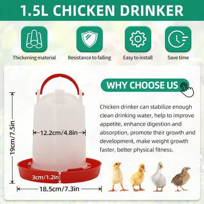 Chicken Poultry Feeder And Waterer Water Food Dispenser Automatic Chicken Chick Waterer Feeding Bucket Container Farm Supply