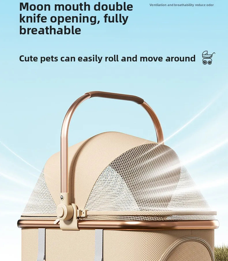 Portable Pet Separable Stroller One Click Easy Fold Cat Carrier Universal Compact Lightweight Baby Dog Travel Pushchair