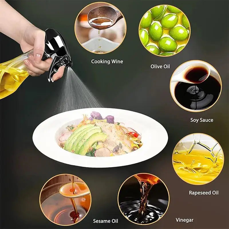1pc New Oil Sprayer 200ML Glass Olive Oil Sprayer Bottle with Rotatable Nozzle Oil Spritzer Oil Mister for Air Fryer