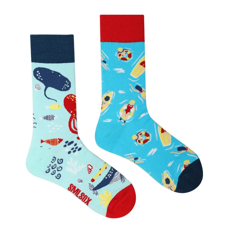 1 Pair Man Women Sock Original AB Tide Socks Colorful Cat Dog Koala Cow Cotton Socks Four Seasons Unisex Socks for Birthday Gift