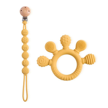 BPA-Free Baby Silicone Teether Sensory Toy Food-Grade Chewable Toy Teething Ring Easy-Grip Infant Teething Toy Newborn Gift