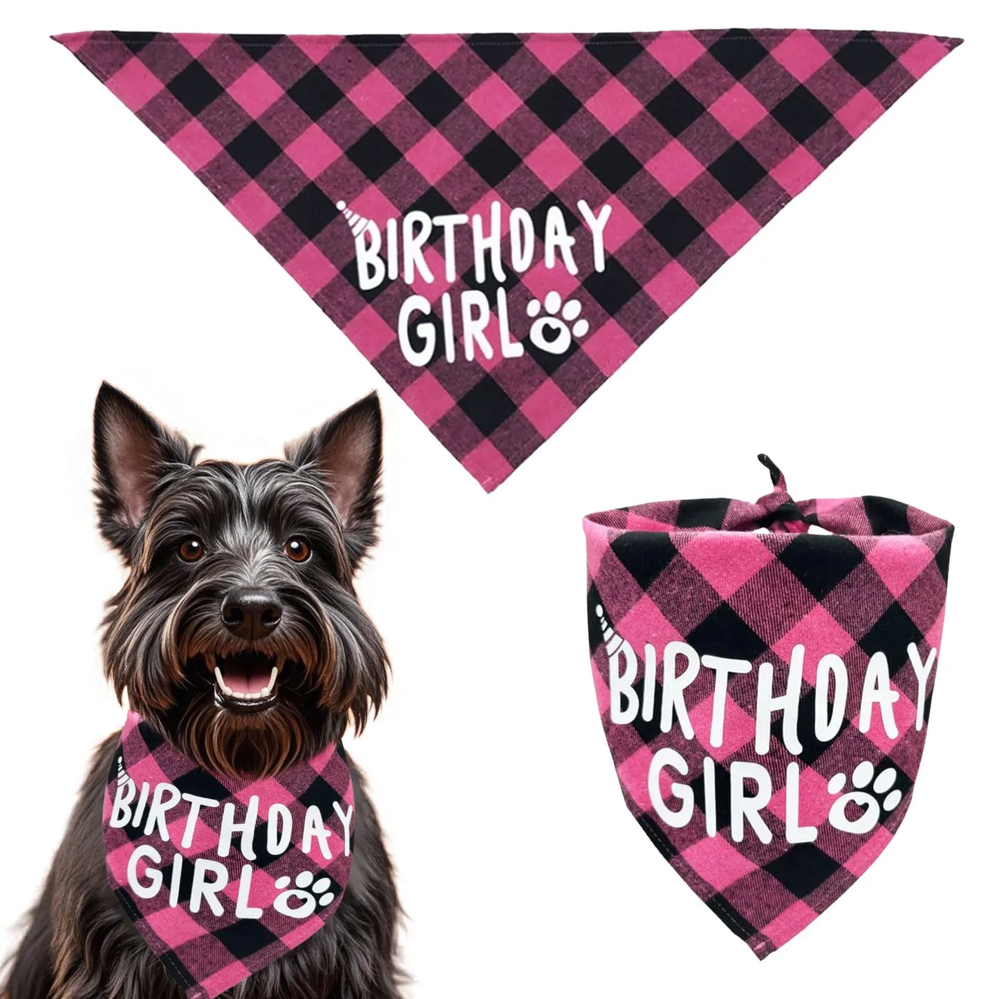 4pcs Dog Birthday Party Supplies, Birthday Boy Dog Bandana, Dog Birthday Hat with Numbers for Medium Large Dogs Pets