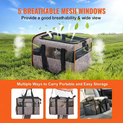 Foldable dog trolley backpack, max. 9.9kg load capacity, transport bag made of 600D Oxford fabric, 4-wheeled dog cart, pet trolley, dog travel bag, ideal for car trips or excursions