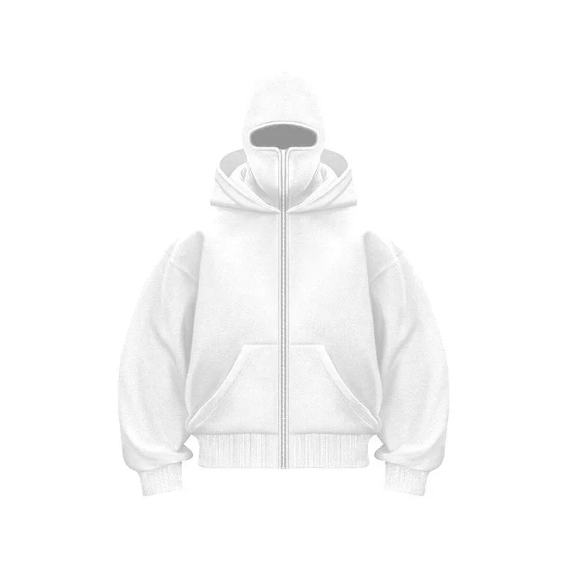 Men and Women Balaclava Y2K Gothic Harajuku Winter New Item Double Hooded Sweatshirt Men's Hooded Mask Zipper Sportswear
