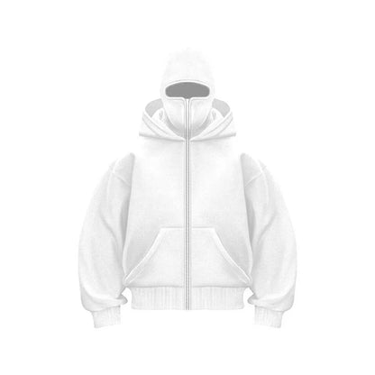 Men and Women Balaclava Y2K Gothic Harajuku Winter New Item Double Hooded Sweatshirt Men's Hooded Mask Zipper Sportswear