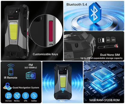 8849 Tank X Unihertz 220 Lumen 1080P Projector Rugged Smart Phone Android15 17600mAh 512GB Dimensity 8200 NFC Night Version 2026
