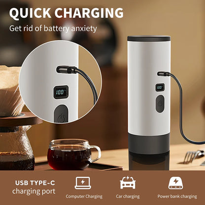 7800mAh Long-Lasting 3-in-1 Portable Coffee Maker, Electric Capsule Coffee Machine for Car, Travel & Camping